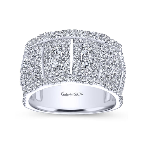 Wide 14K White Gold Fancy Diamond Anniversary Band