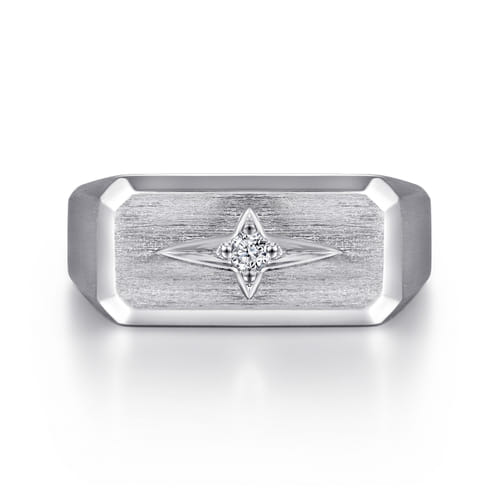 Wide 14K White Gold North Star Ring in Satin Finish