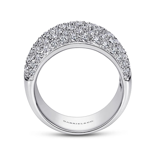 Wide 14K White Gold Pavé Diamond Anniversary Band