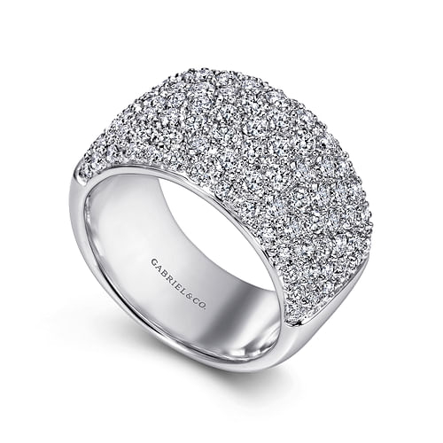 Wide 14K White Gold Pavé Diamond Anniversary Band