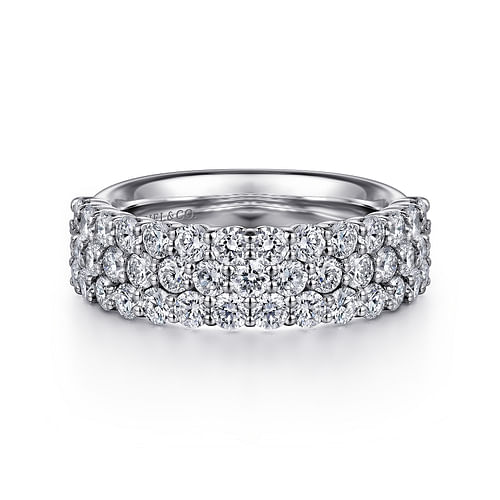 Wide 14K White Gold Pavé Diamond Anniversary Band