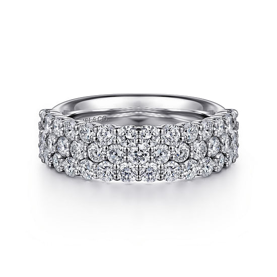 Gabriel - Wide 14K White Gold Pavé Diamond Anniversary Band