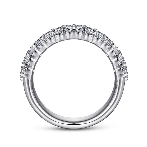 Wide 14K White Gold Pavé Diamond Anniversary Band