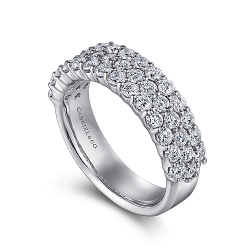 Wide 14K White Gold Pavé Diamond Anniversary Band