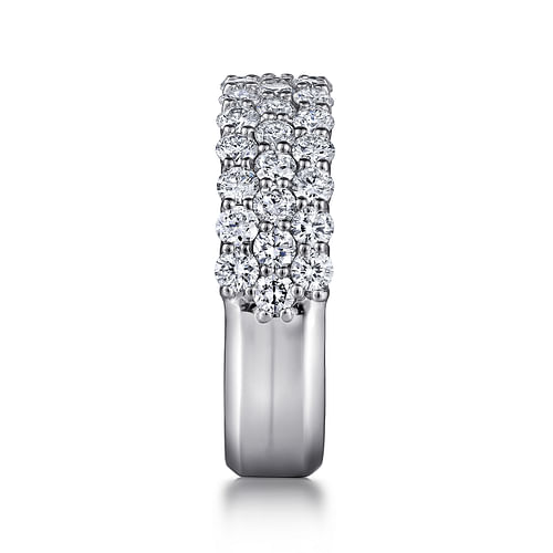 Wide 14K White Gold Pavé Diamond Anniversary Band