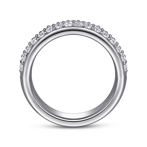 Wide 14K White Gold Pavé Diamond Anniversary Band