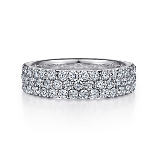 Wide 14K White Gold Prong Set Diamond Anniversary Band