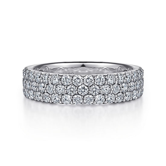 Gabriel - Wide 14K White Gold Prong Set Diamond Anniversary Band