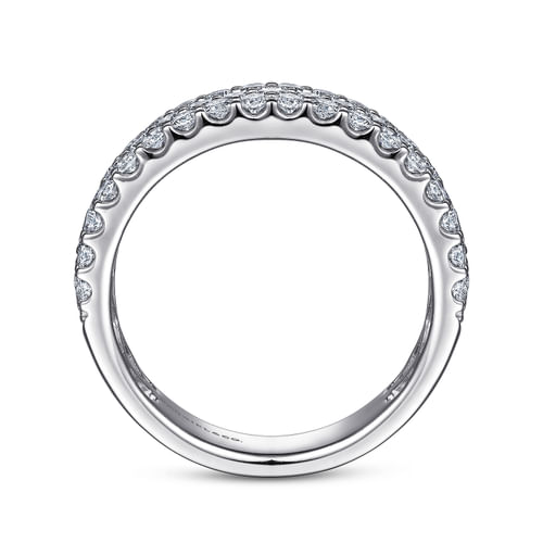 Wide 14K White Gold Prong Set Diamond Anniversary Band