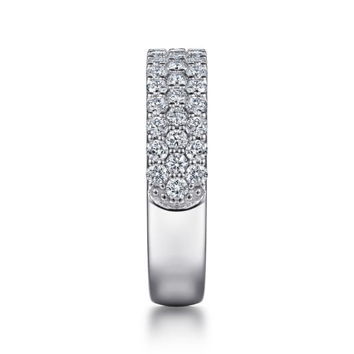 Wide 14K White Gold Prong Set Diamond Anniversary Band