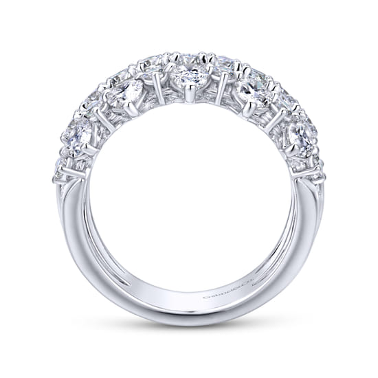 Wide 14K White Gold Round and Pear Shaped Diamond Anniversary Band angle 2 Wide 14K White Gold Round and Pear Shaped Diamond Anniversary Band angle 2