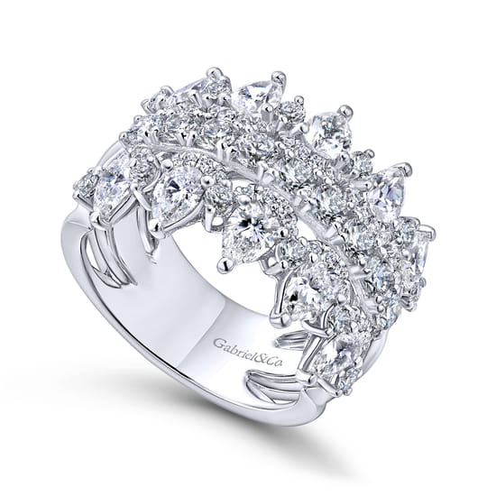 Wide 14K White Gold Round and Pear Shaped Diamond Anniversary Band angle 3 Wide 14K White Gold Round and Pear Shaped Diamond Anniversary Band angle 3