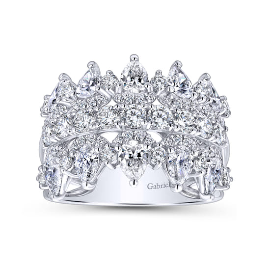 Wide 14K White Gold Round and Pear Shaped Diamond Anniversary Band angle 4 Wide 14K White Gold Round and Pear Shaped Diamond Anniversary Band angle 4