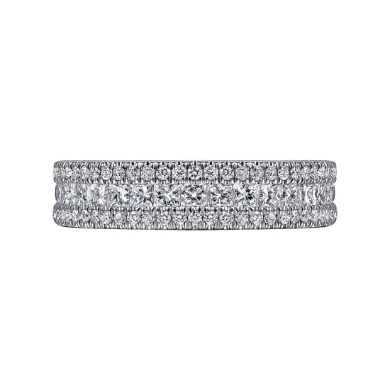 Wide 14K White Gold Round and Princess Cut Diamond Anniversary Band angle 6 Wide 14K White Gold Round and Princess Cut Diamond Anniversary Band angle 6