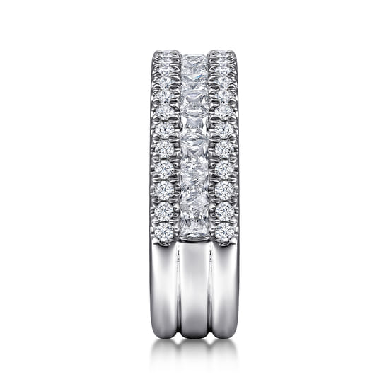 Wide 14K White Gold Round and Princess Cut Diamond Anniversary Band angle 4 Wide 14K White Gold Round and Princess Cut Diamond Anniversary Band angle 4