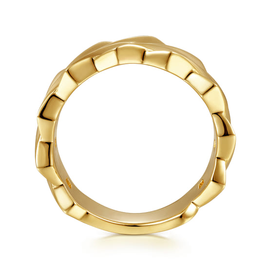 Wide 14K Yellow Gold Chain Link Band in High Polished Finish angle 2