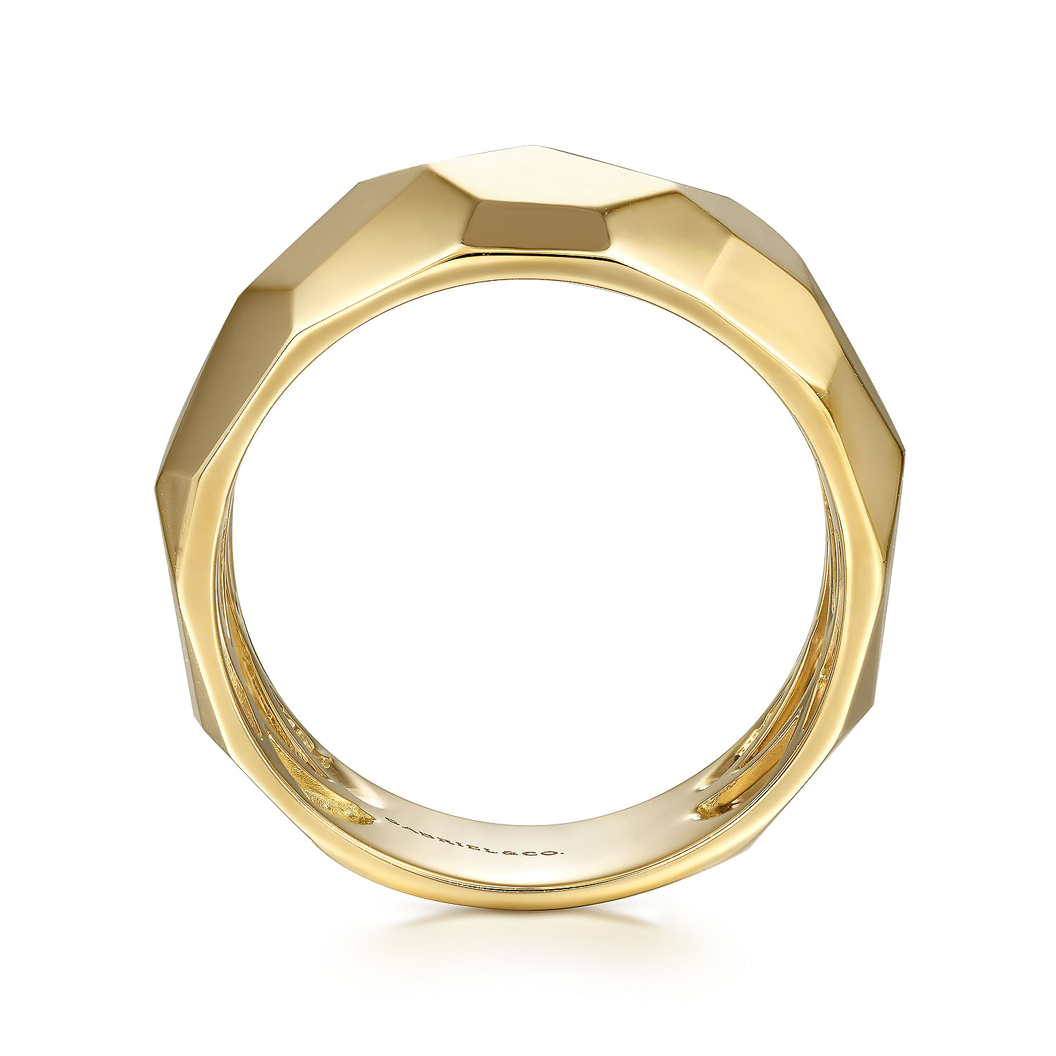 Wide 14K Yellow Gold Hammered Ring