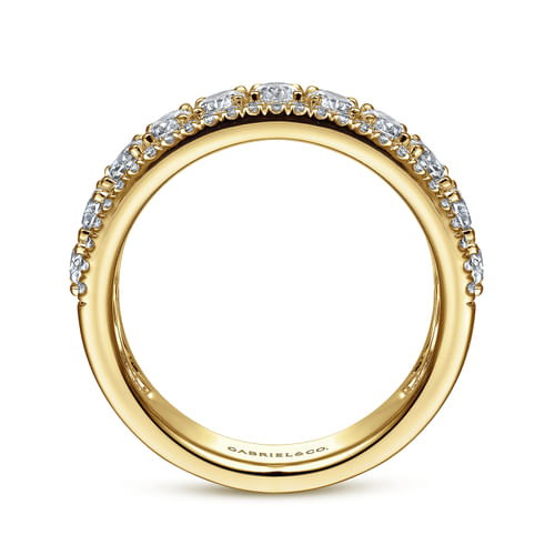 Wide 14K Yellow Gold Oval and Round Diamond Anniversary Band