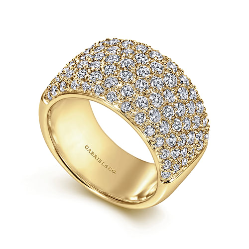 Wide 14K Yellow Gold Pavé Diamond Anniversary Band