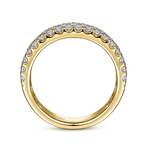 Wide 14K Yellow Gold Prong Set Diamond Anniversary Band