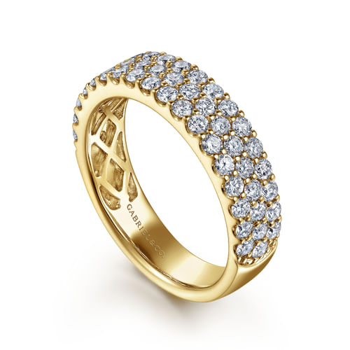 Wide 14K Yellow Gold Prong Set Diamond Anniversary Band