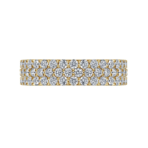 Wide 14K Yellow Gold Prong Set Diamond Anniversary Band
