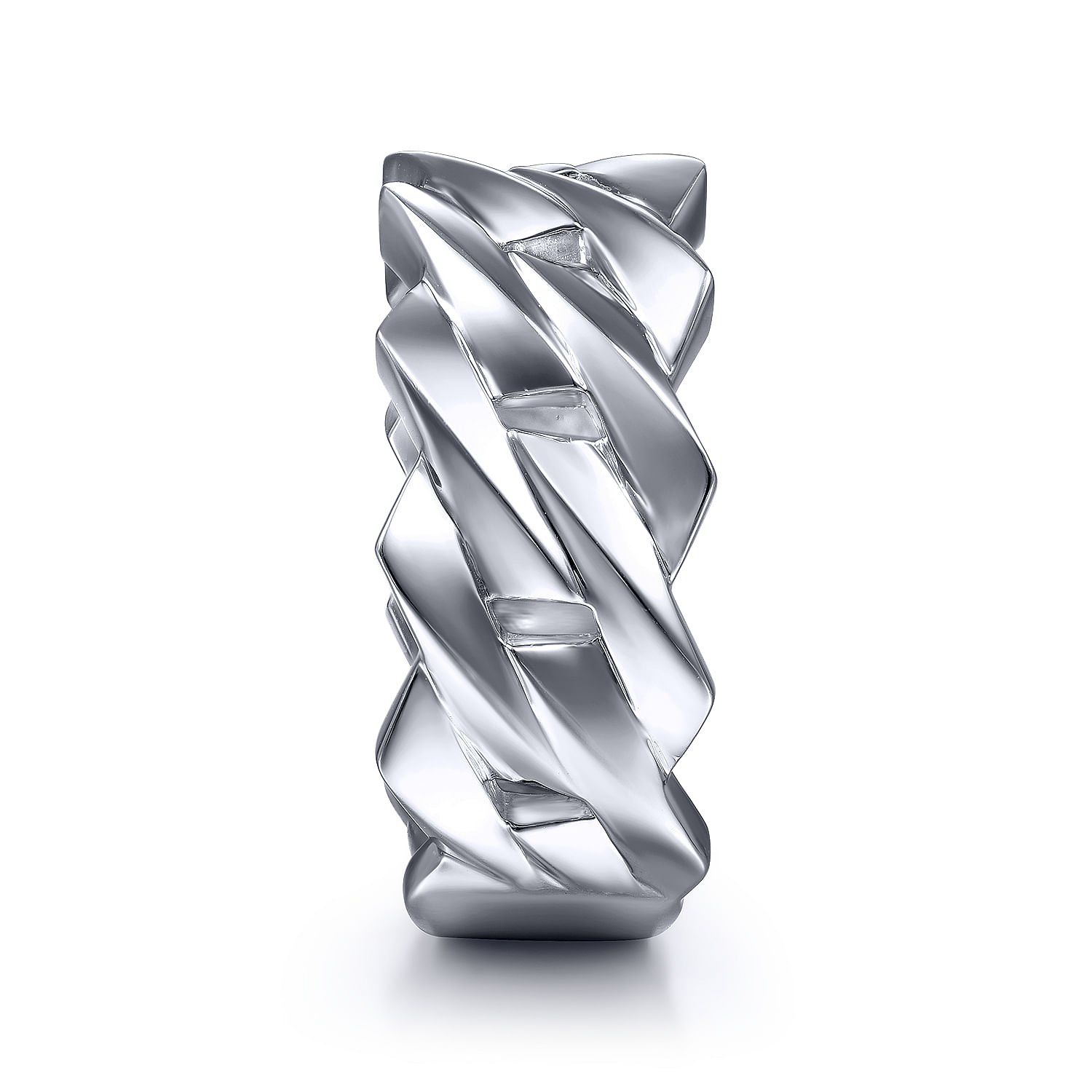 Wide 925 Sterling Silver Chain Link Band in High Polished Finish