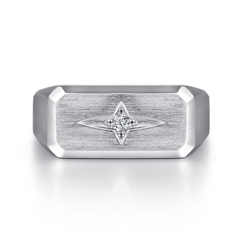 Wide 925 Sterling Silver North Star Ring in Satin Finish