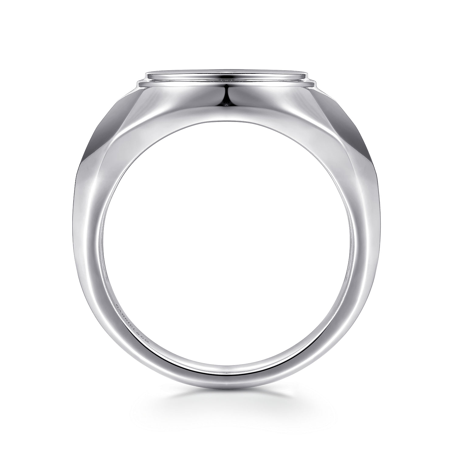 Wide 925 Sterling Silver Round Signet Ring in High Polished Finish