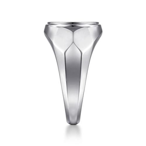 Wide 925 Sterling Silver Round Signet Ring in High Polished Finish