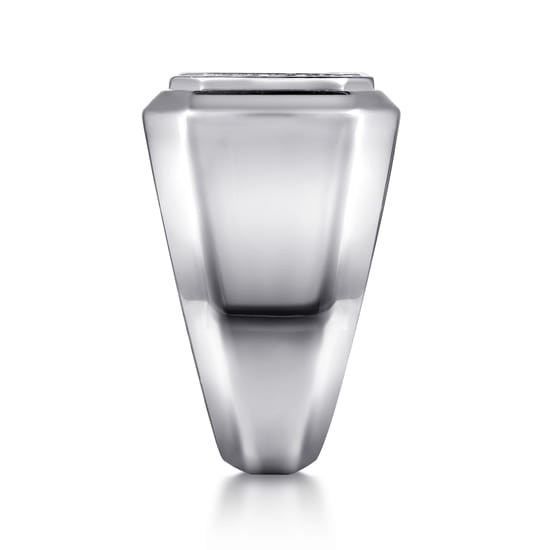 Wide 925 Sterling Silver Signet Ring with Black Spinel in High Polish Finish angle 4