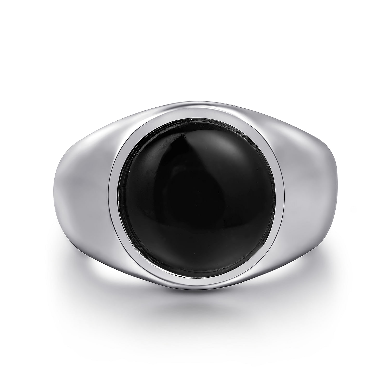 Wide 925 Sterling Silver Signet Ring with Onyx Stone in Sand Blast Finish