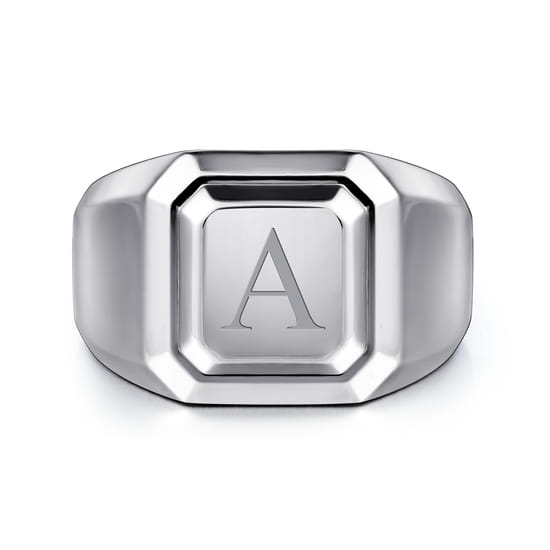 Wide 925 Sterling Silver Square Men's Faceted Signet Ring  angle 6