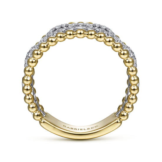 Wide Band Easy-Stack Ring 14K White and Yellow Gold Diamond 0.35ct Bujukan angle 2