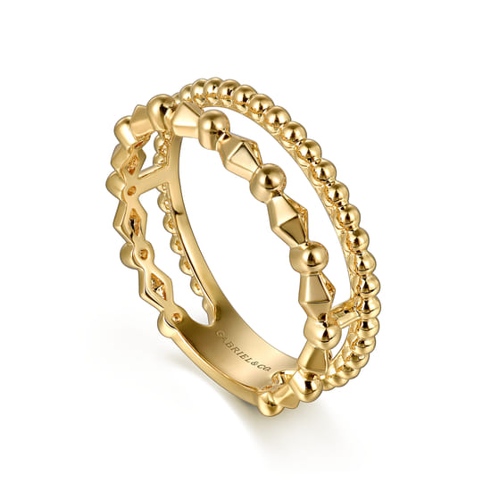 Wide Band Easy-Stack Ring 14K Yellow Gold Bujukan angle 3 Wide Band Easy-Stack Ring 14K Yellow Gold Bujukan angle 3