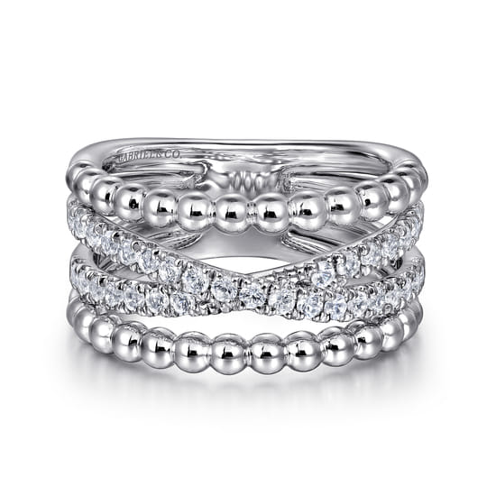 Gabriel - Wide Band Easy-Stack Ring 925 Sterling Silver White Sapphire Bujukan Gabriel - Wide Band Easy-Stack Ring 925 Sterling Silver White Sapphire Bujukan