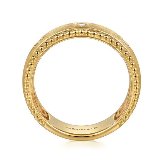 Wide Band Ring 14K Yellow Gold Diamond 0.08ct Bujukan angle 2