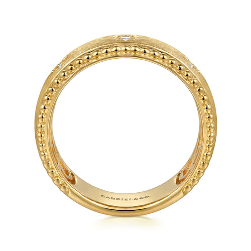 Wide Band Ring 14K Yellow Gold Diamond 0.08ct Bujukan Wide Band Ring 14K Yellow Gold Diamond 0.08ct Bujukan