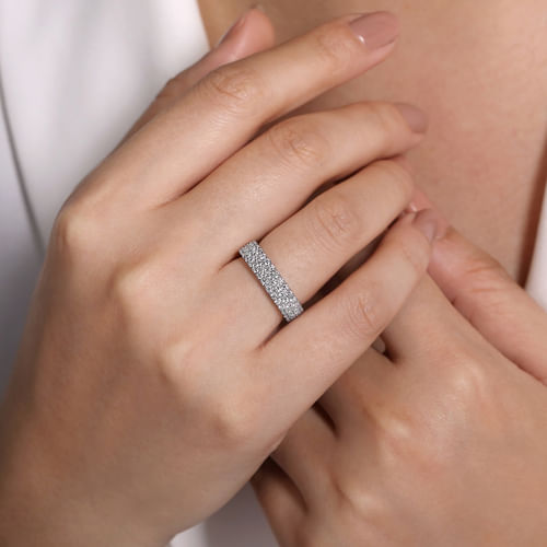 Wide Platinum Prong Set Diamond Anniversary Band