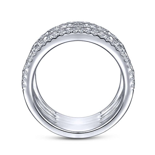 Wide Vintage Inspired 14K White Gold Diamond Ring