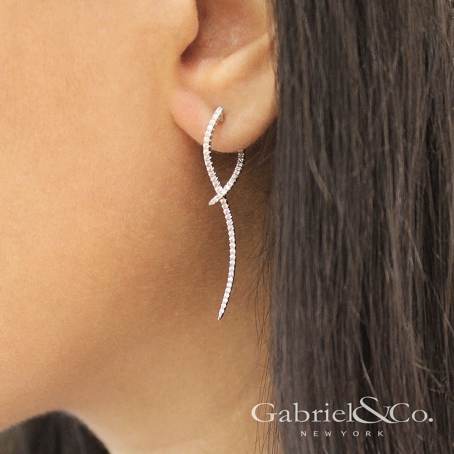White gold long earrings online
