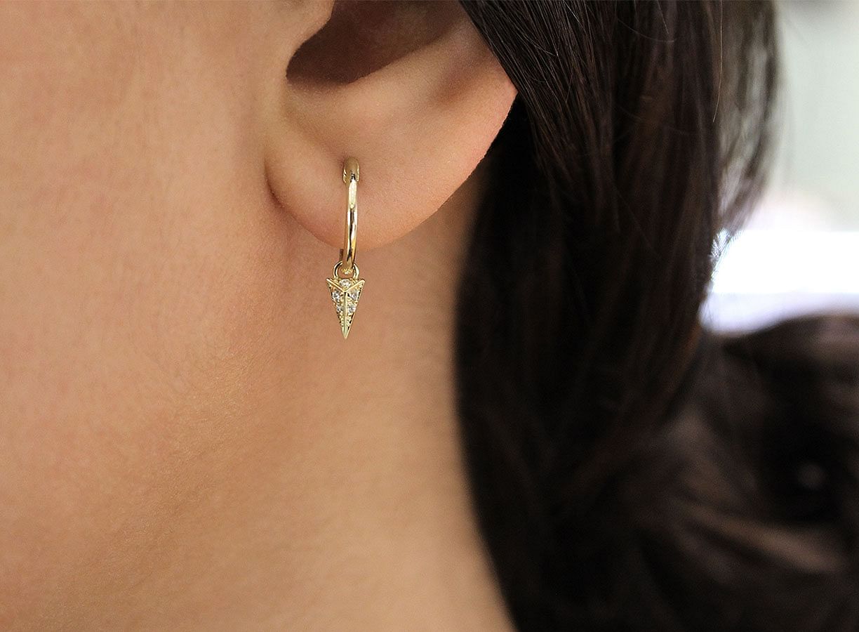 14K Yellow Gold Pave 10mm Diamond Spike Drop Earrings EG13067Y45JJ Gabriel Co