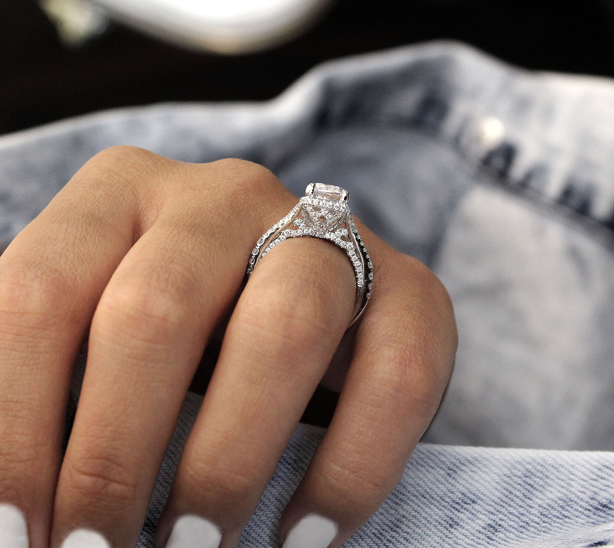Hidden halo round engagement ring store