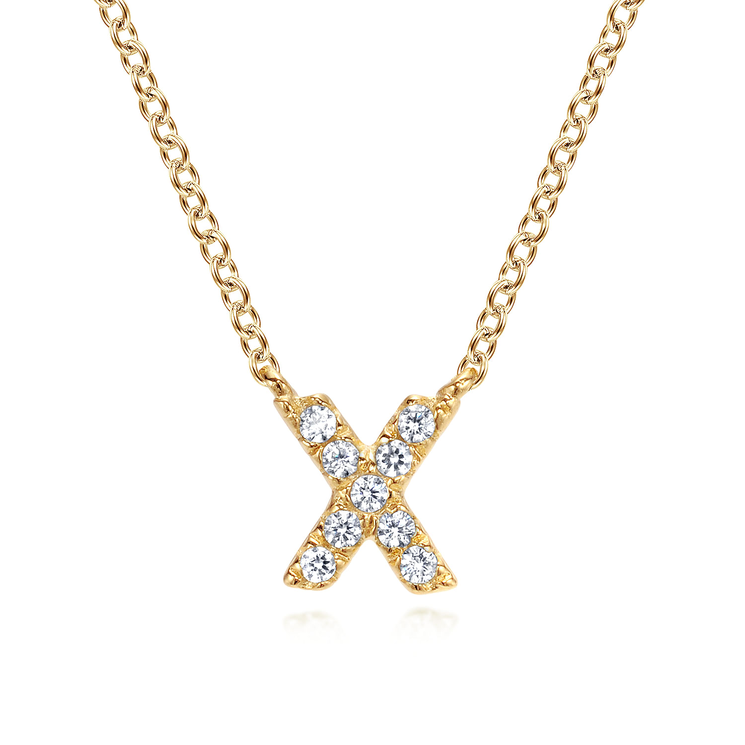 14K Yellow Gold Diamond "X" Initial Pendant Necklace NK4577XY45JJ