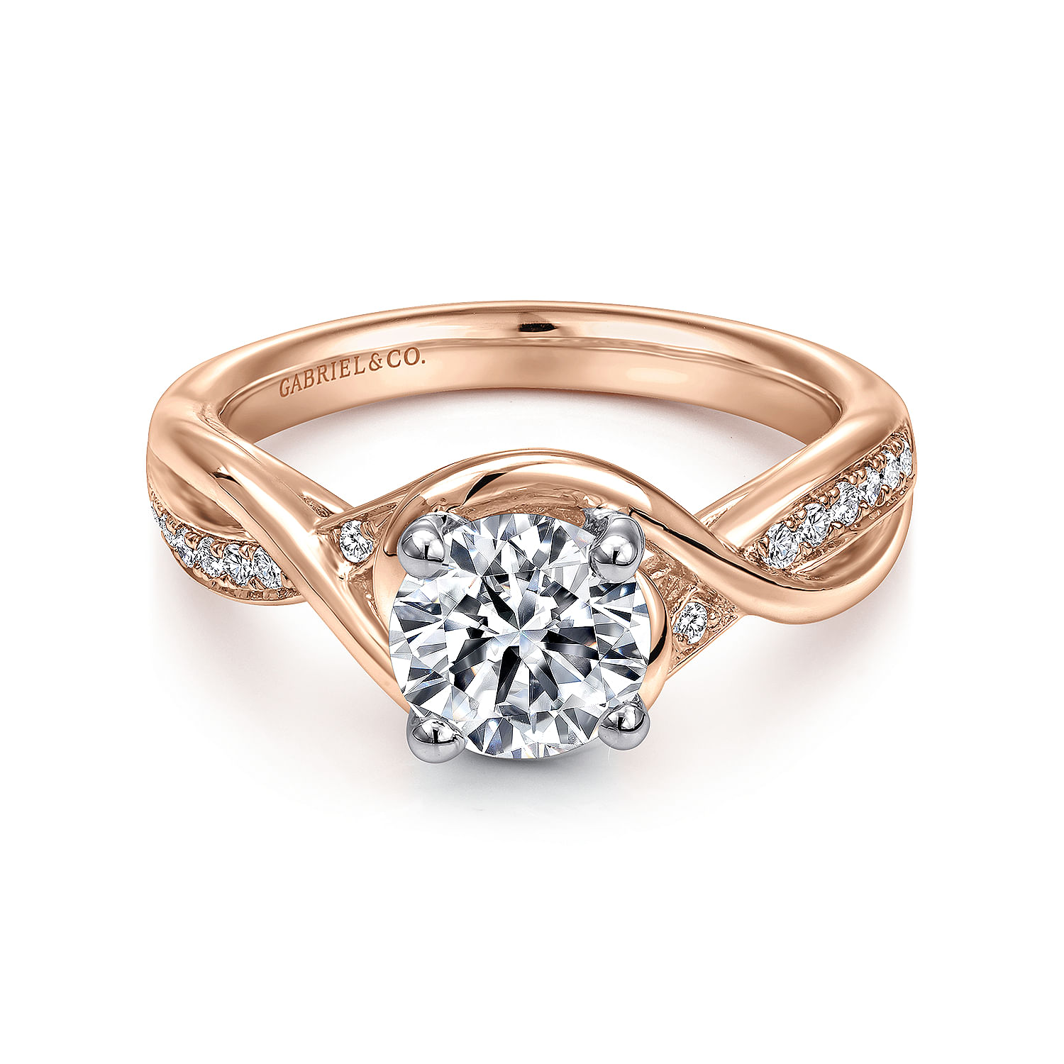 K White And Rose Gold Round Twisted Engagement Ring Er T Jj