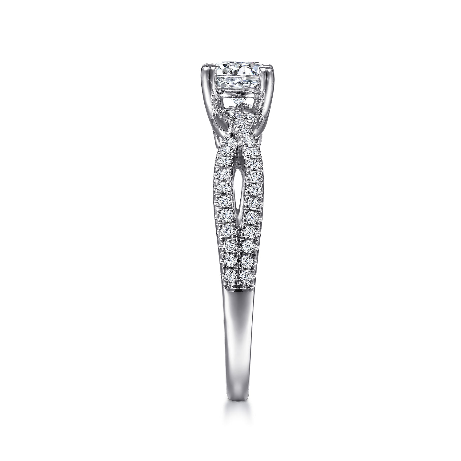 Gina 14k White Gold Round Twisted Engagement Ring | ER9522W44JJ