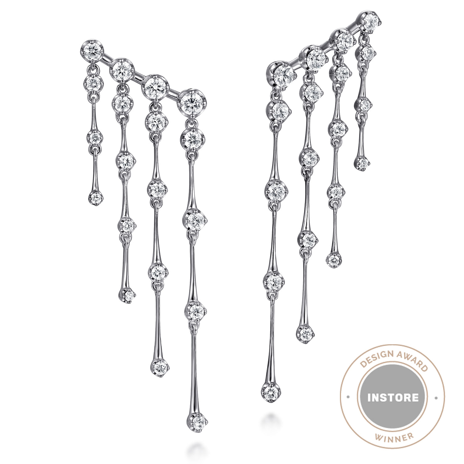 14kt white gold & diamond tassel earrings from Gabriel & Co