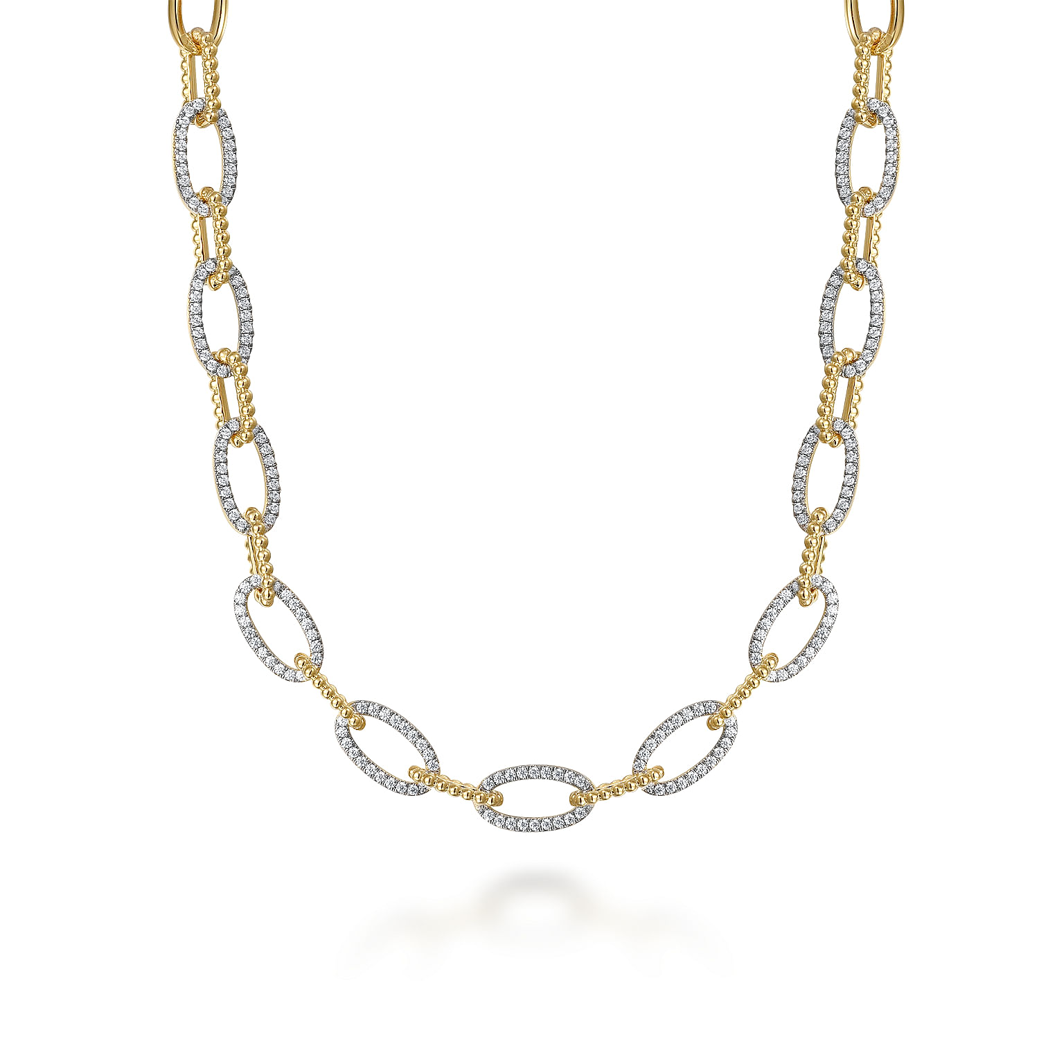 Gabriel & Co diamond & gold link necklace at Pav & Broome