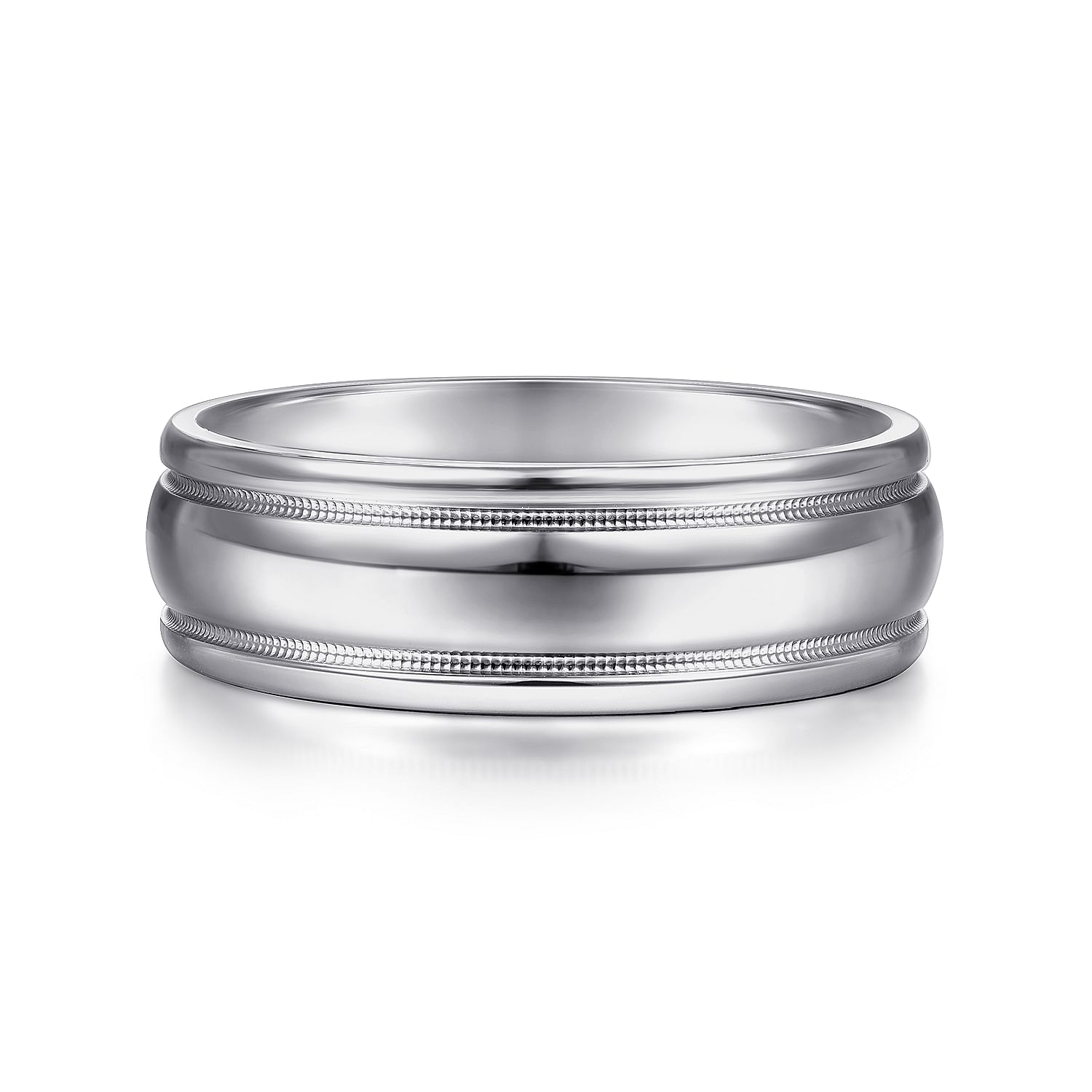 Gabriel - 14K White Gold 7mm - Men's Wedding Band in High Polished Finish