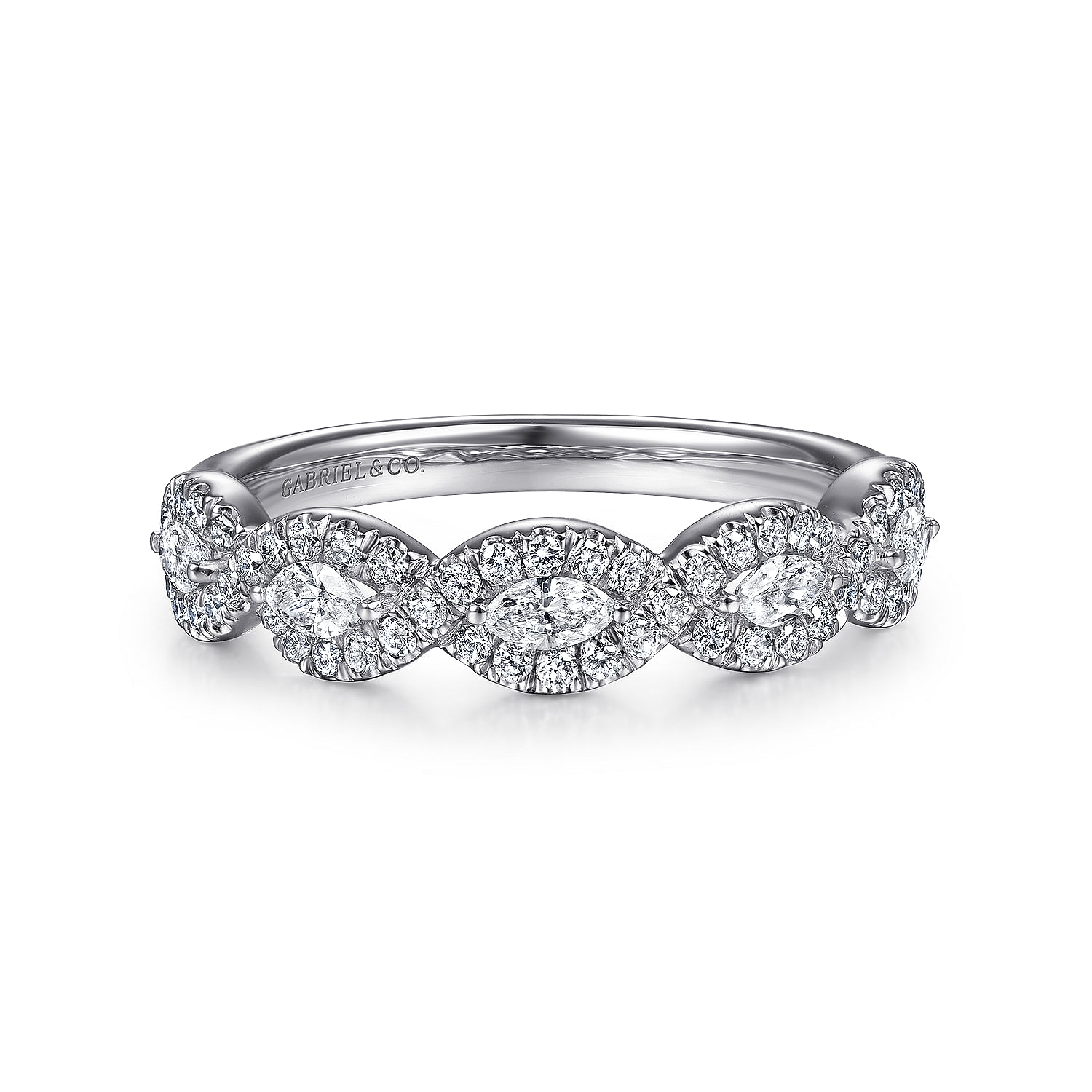 white gold marquise halo station diamond anniversary band